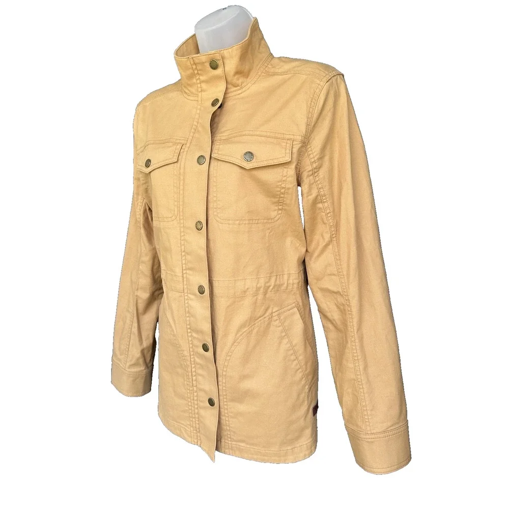 LL Bean BeanFlex Jacket Womens Med Utility Field Military Full Zip Pockets Khaki